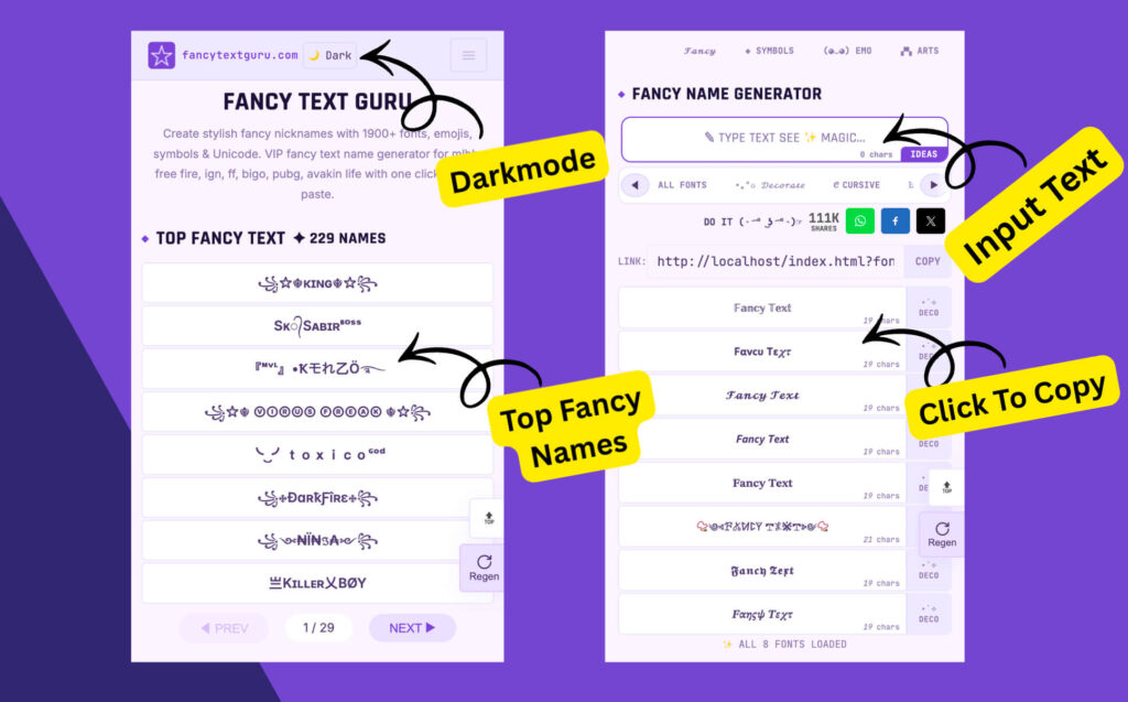 how to use fancy text generator